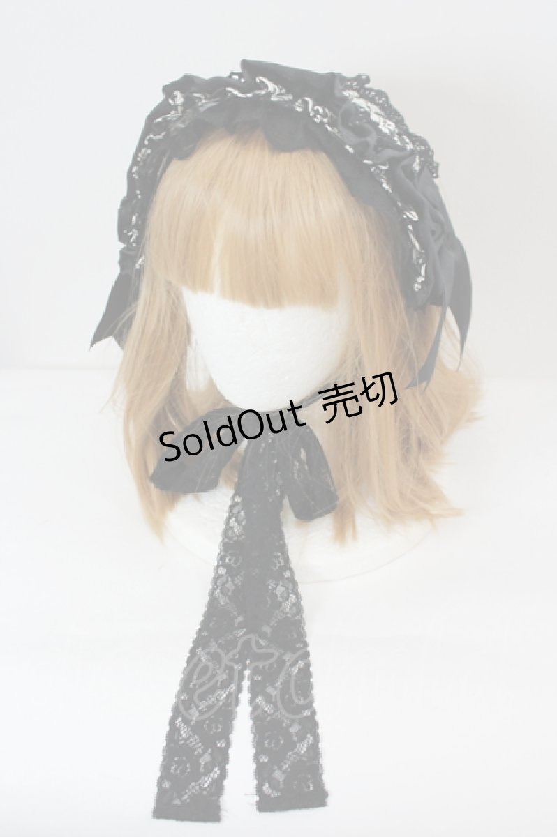 画像1: LOLITAその他(お買取対象外) / 柄リボンヘッドドレス  黒Ｘ白 I-26-08-09-127-LO-AC-SA-ZI (1)