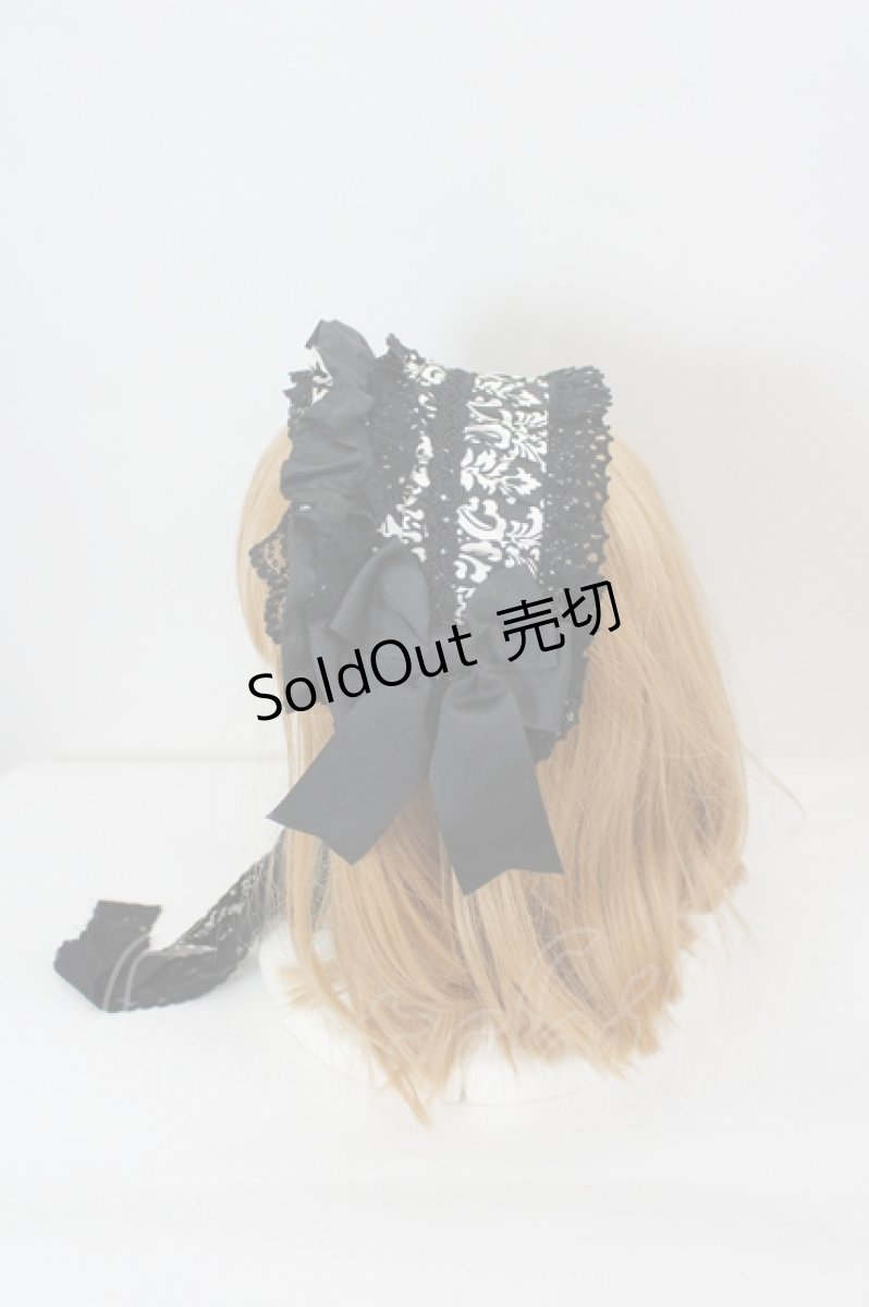 画像2: LOLITAその他(お買取対象外) / 柄リボンヘッドドレス  黒Ｘ白 I-26-08-09-127-LO-AC-SA-ZI (2)