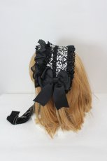 画像2: LOLITAその他(お買取対象外) / 柄リボンヘッドドレス  黒Ｘ白 I-26-08-09-127-LO-AC-SA-ZI (2)