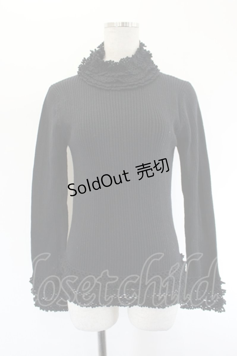 画像1: INGEBORG / ハイネックニットトップス  黒 I-26-08-11-041-LO-TO-SA-ZI (1)