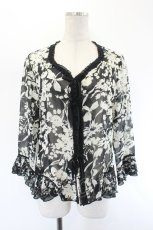 画像1: INGEBORG / 花柄シルエットシースルーカーディガン 13 黒Ｘ白 I-26-08-11-043-LO-TO-SA-ZI (1)
