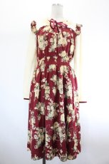 画像1: axes femme POETIQUE / 花柄レイヤードワンピ M ワイン I-26-08-11-066-AX-OP-SA-ZI (1)