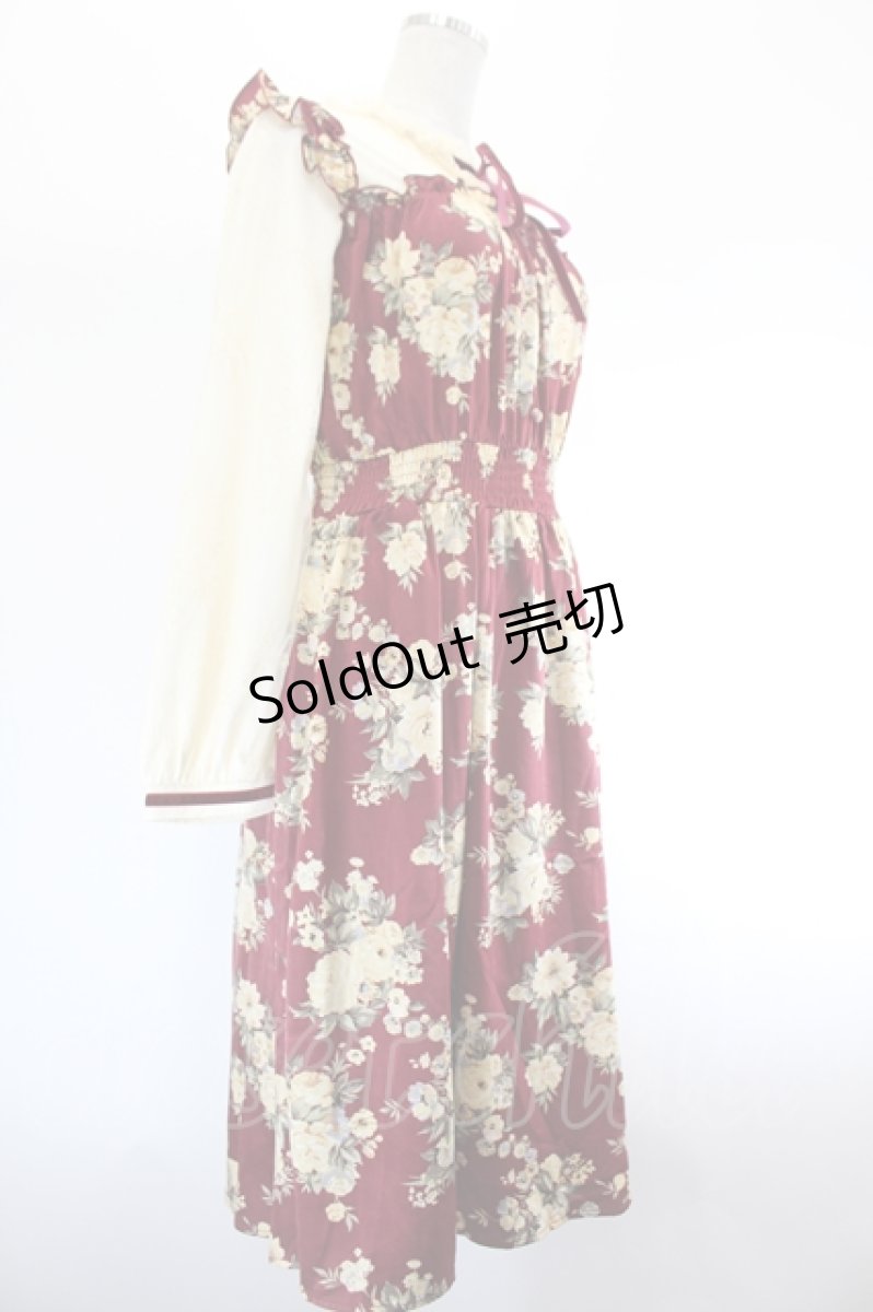 画像3: axes femme POETIQUE / 花柄レイヤードワンピ M ワイン I-26-08-11-066-AX-OP-SA-ZI (3)