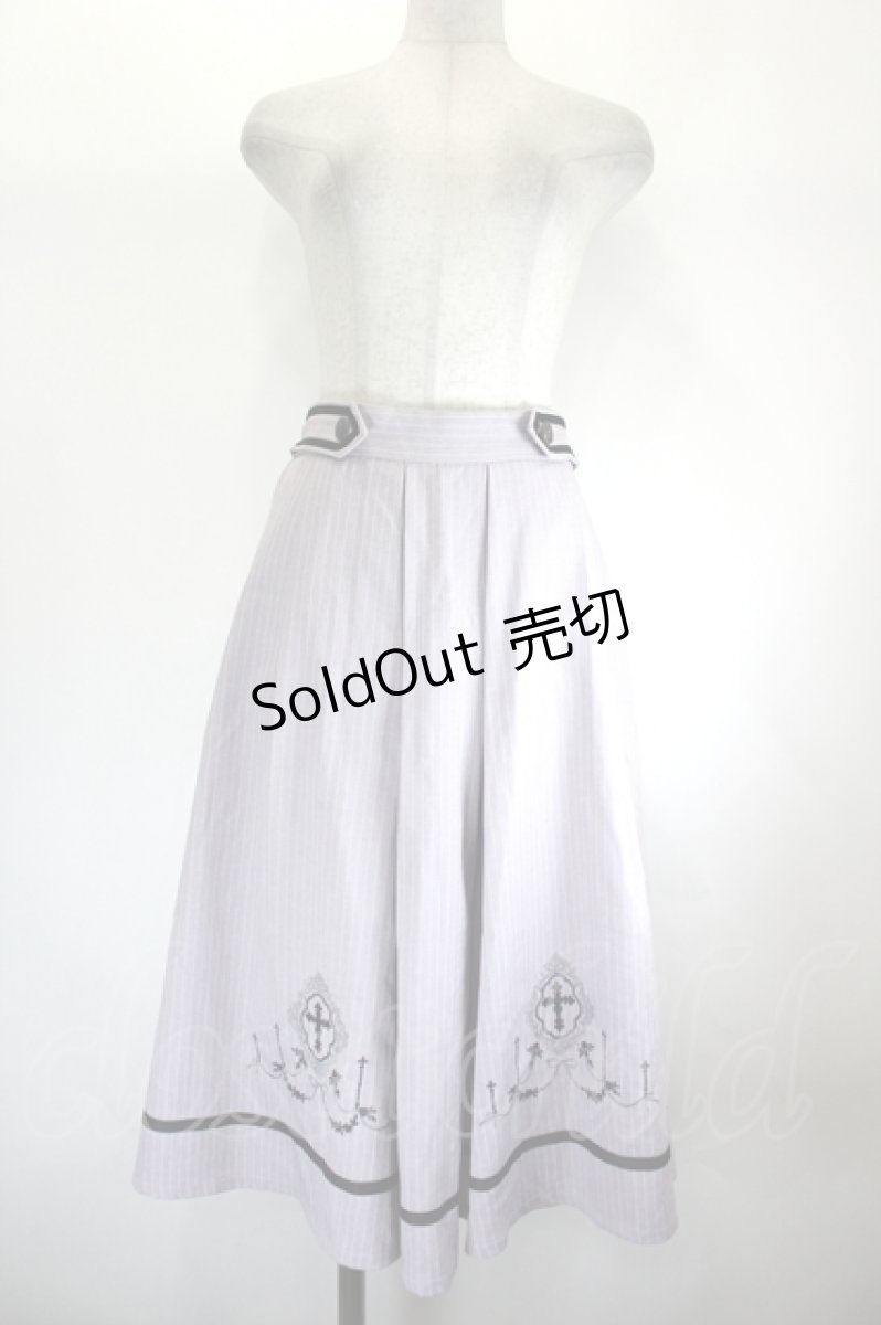 画像1: axes femme / クロス刺繍タックスカート  ラベンダー I-26-08-11-088-AX-SK-SA-ZI (1)