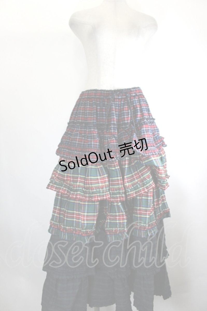 画像1: alcali / スリータータンチェックフリルスカート  赤チェック I-26-08-11-093-LO-SK-SA-ZI (1)