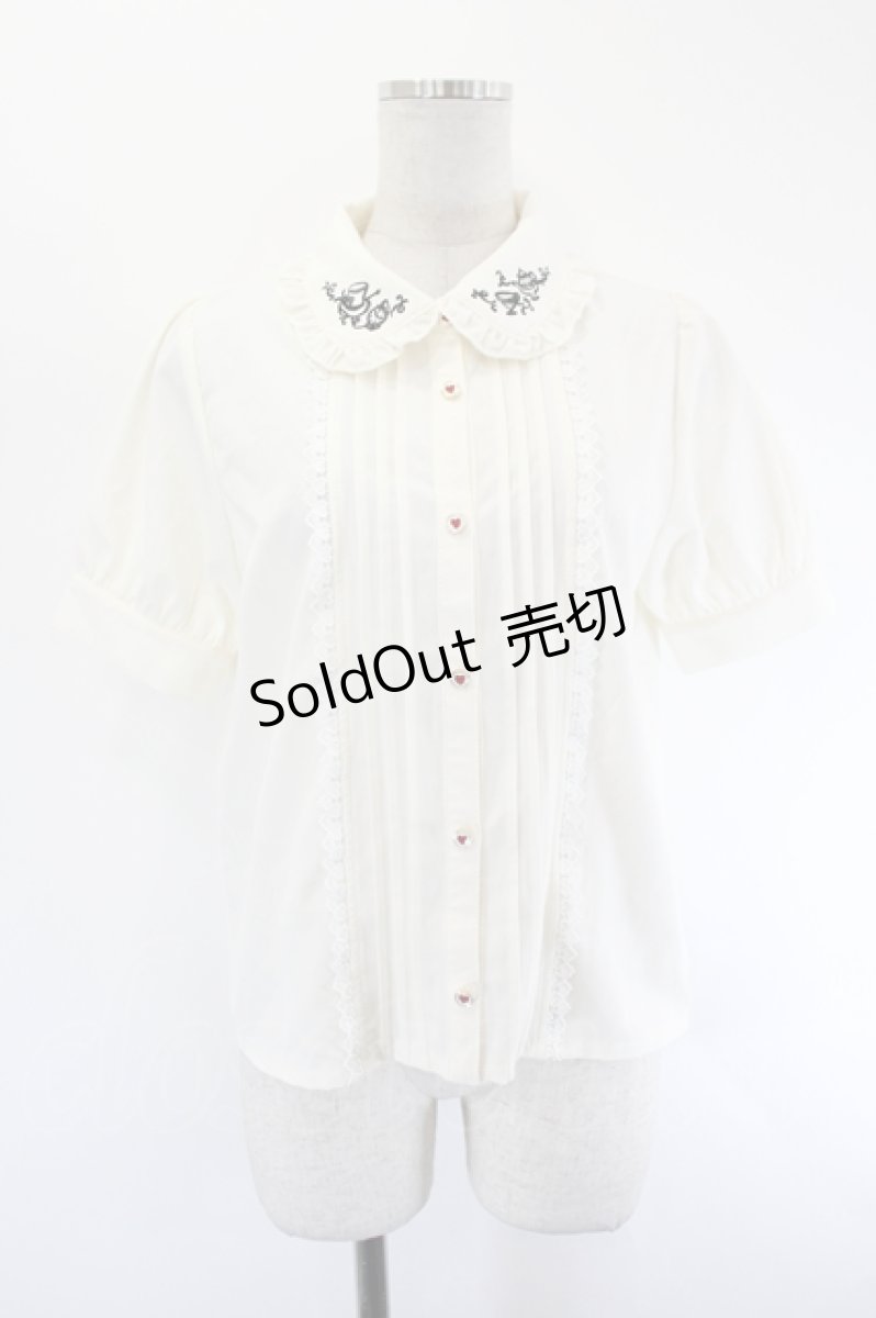 画像1: axes femme POETIQUE / 終わらないお茶会刺繍ブラウス  アイボリーＸ黒 I-26-08-11-011-AX-BL-SA-ZI (1)