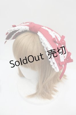 Preview of 梯子レースリボン型ヘッドドレス  赤