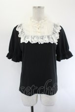 画像1: axes femme / リボンブローチ付リブプルオーバー  黒Ｘ白 I-26-08-11-012-AX-TO-SA-ZI (1)
