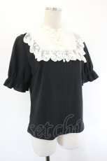 画像3: axes femme / リボンブローチ付リブプルオーバー  黒Ｘ白 I-26-08-11-012-AX-TO-SA-ZI (3)