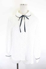 画像1: Fi.n.t / タイ付き細パイピングドットブラウス  OFF×NAVY I-26-08-14-001-CA-BL-TE-ZI (1)