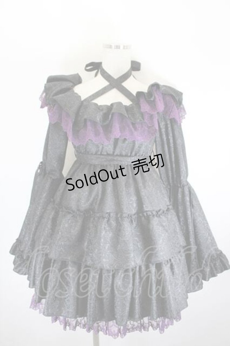 画像1: Vallee lys / Coquelicot Dress ミニ丈 1 黒×パープル I-26-08-14-037-GO-OP-TE-ZI (1)