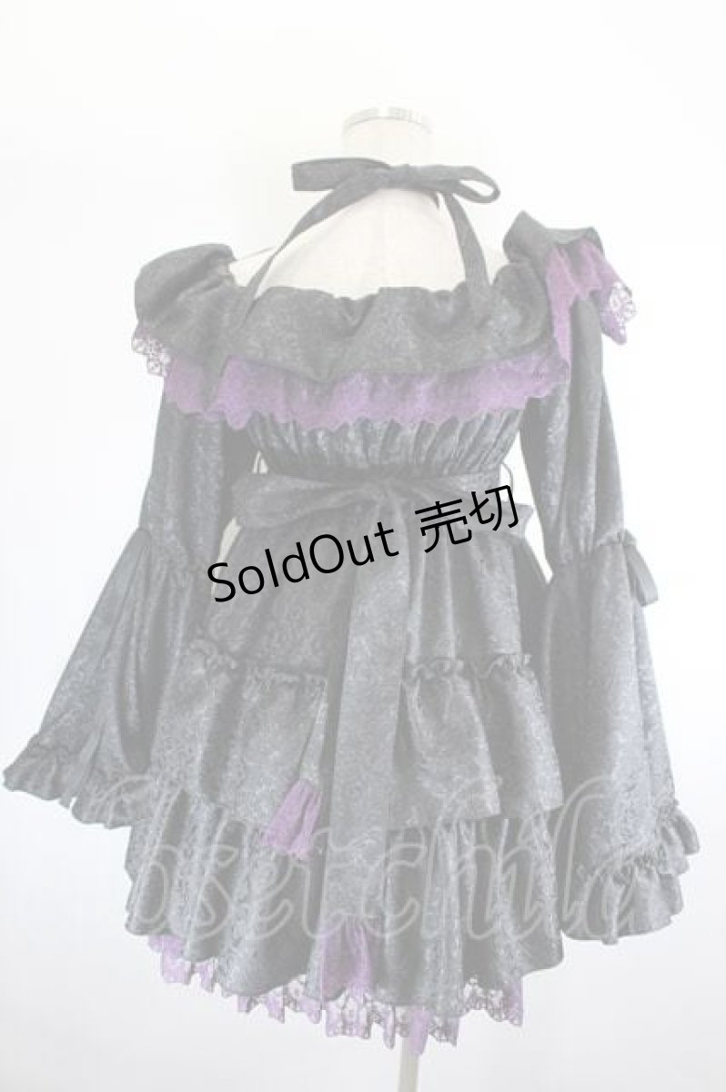 画像3: Vallee lys / Coquelicot Dress ミニ丈 1 黒×パープル I-26-08-14-037-GO-OP-TE-ZI (3)