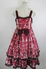 画像1: metamorphose /  なかよしゆきあそびハイウエストジャンパースカート  ワイン I-26-08-14-039-ME-OP-TE-ZI (1)