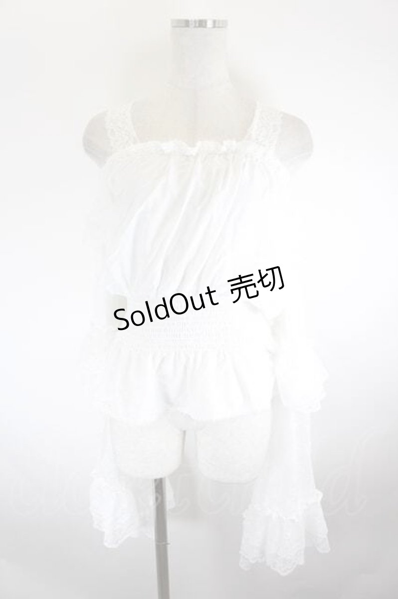 画像1: MAJOH(MR corset) / レース姫袖ブラウス  白 I-26-08-14-006-LO-BL-TE-ZI (1)