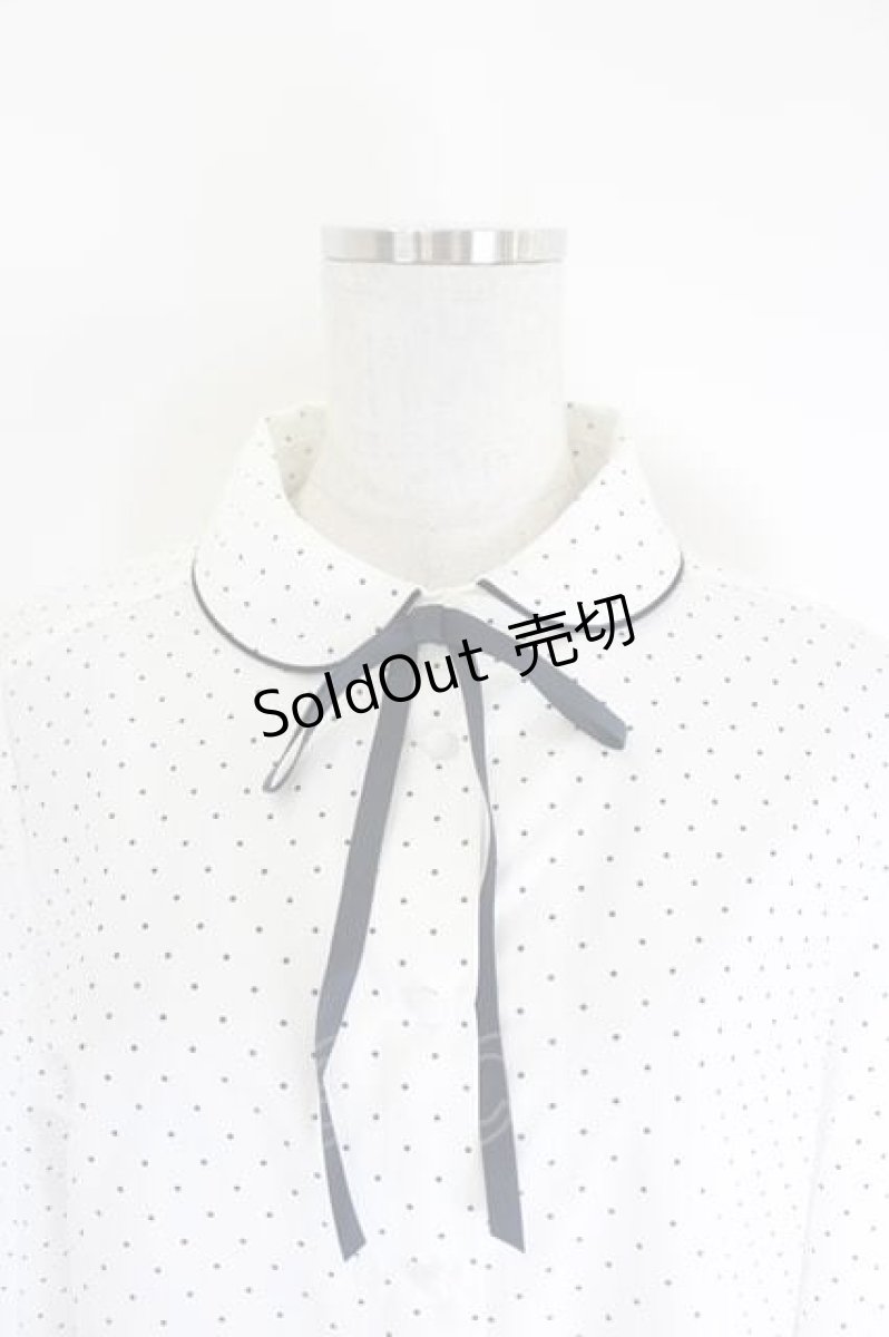 画像2: Fi.n.t / タイ付き細パイピングドットブラウス  OFF×NAVY I-26-08-14-001-CA-BL-TE-ZI (2)