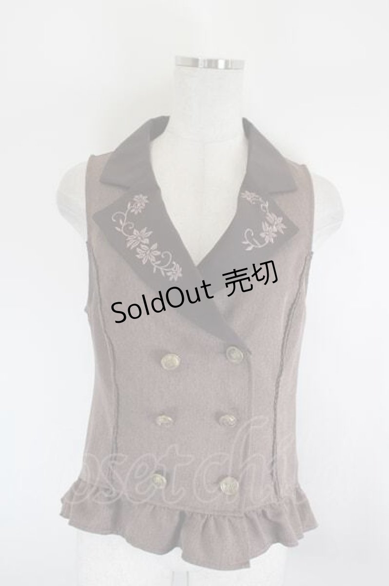 画像1: axes femme / 花刺繍レースアップベスト  ブラウン I-26-08-14-008-AX-TO-SA-ZI (1)