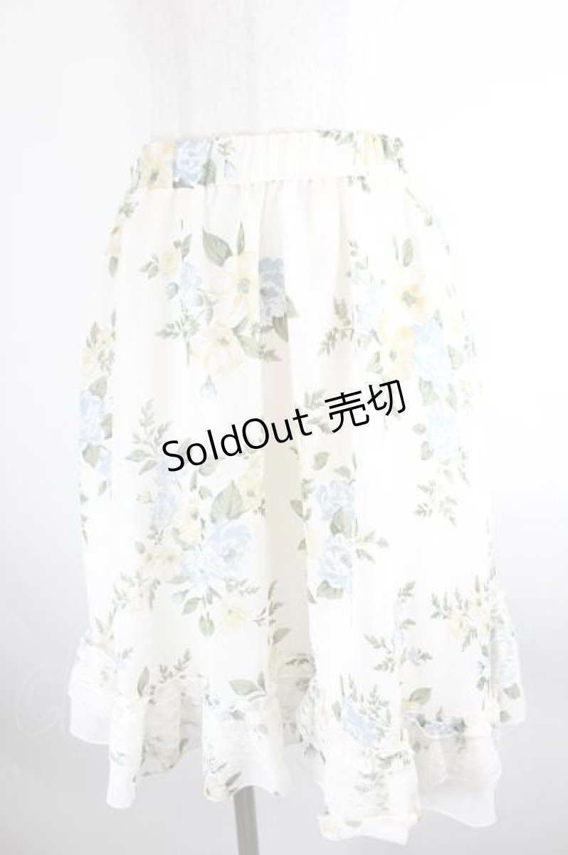 画像1: axes femme / フラワーシフォンフレアスカート M アイボリー I-26-08-14-083-AX-SK-TE-ZI (1)