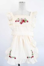 画像1: axes femme kawaii / クラシックベリー刺繍エプロン M 生成り I-26-08-14-101-AX-TO-TE-ZI (1)