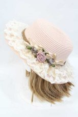 画像3: axes femme / 巻きバラレースカンカン帽  ピンク I-26-08-14-110-AX-AC-SA-ZI (3)
