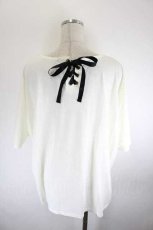 画像3: axes femme / ロゴ刺繍ドルマンＴシャツ  アイボリーＸ黒 I-26-08-14-013-AX-TO-SA-ZI (3)