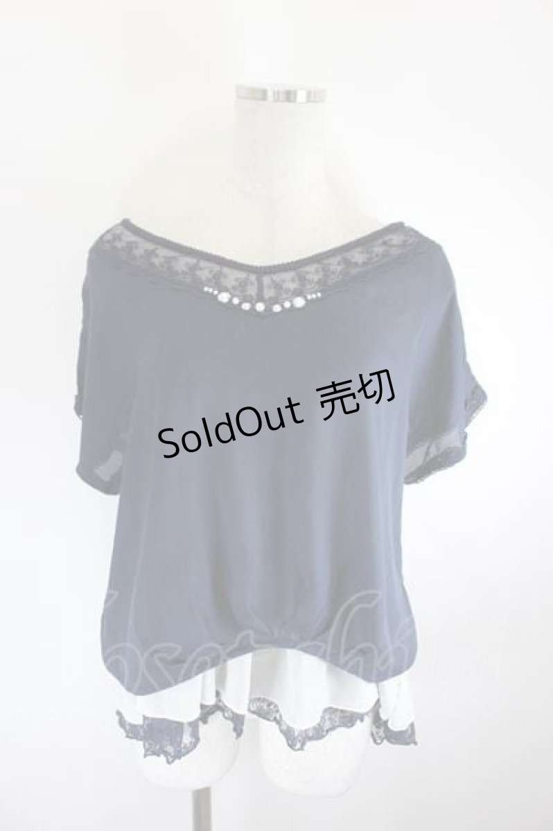画像1: axes femme / シフォンレイヤードトップス M ネイビー I-26-08-14-017-AX-TO-TE-ZI (1)