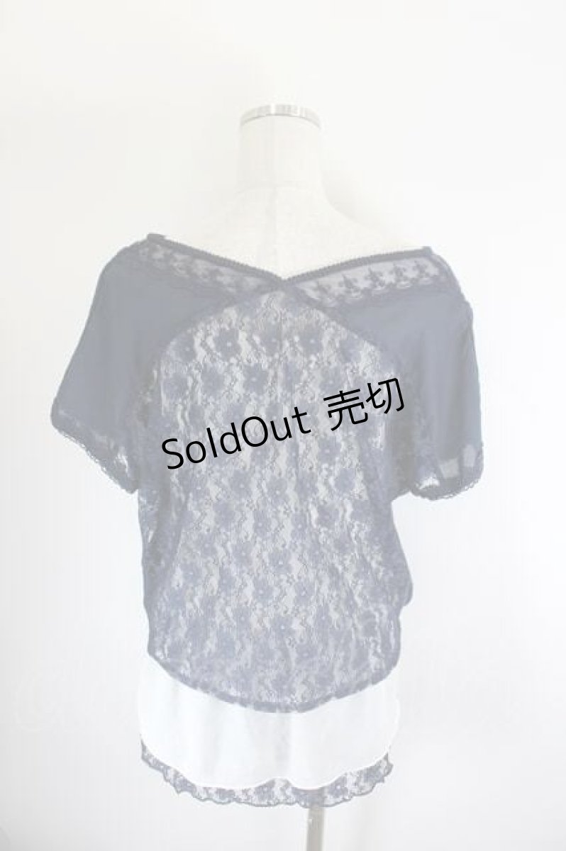 画像3: axes femme / シフォンレイヤードトップス M ネイビー I-26-08-14-017-AX-TO-TE-ZI (3)
