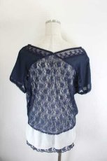 画像3: axes femme / シフォンレイヤードトップス M ネイビー I-26-08-14-017-AX-TO-TE-ZI (3)