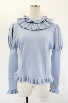 Preview of たっぷりフリルのパフスリーブニット  アイスブルー