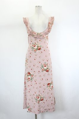Preview of ミニ薔薇総柄たくしあげジャンパースカート  ピンク
