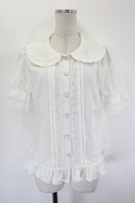Preview of 襟刺繍半袖ブラウス L アイボリー