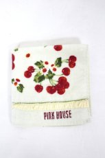 画像1: PINK HOUSE / チェリー総柄タオルハンカチ  白Ｘ赤 I-26-08-15-125-LO-ZA-SA-ZI (1)