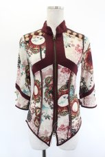 画像1: Ozz oneste / サイドチャイナボタンフロントZIPシースルートップス  ボルドーＸ白 I-26-08-17-034-OO-TO-SA-ZI (1)