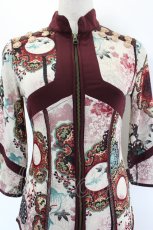 画像4: Ozz oneste / サイドチャイナボタンフロントZIPシースルートップス  ボルドーＸ白 I-26-08-17-034-OO-TO-SA-ZI (4)