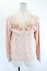 画像1: PINK HOUSE / テディ＆ローズモチーフヨークニットカーディガン  ピンク I-26-08-17-052-LO-TO-SA-ZI (1)