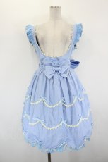 画像1: metamorphose / リボンスカラップジャンパースカート  サックス×ホワイト I-26-08-17-059-ME-OP-SA-ZI (1)