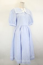 画像4: m petit by misako / AM*リボンSTセーラーワンピース L 中青 I-26-08-17-077-LO-OP-TE-ZI (4)