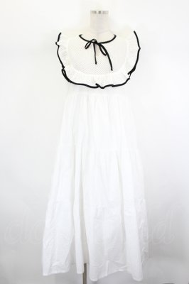 Preview of front lace piping ribbon tiered onepiece  白ｘ黒