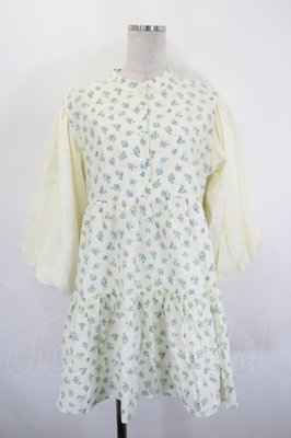 Preview of arm balloon flower tunic one-piece  アイボリーＸ青