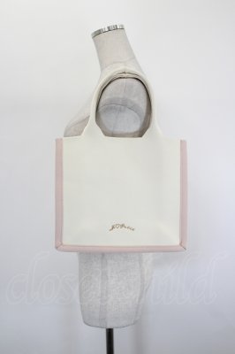 Preview of ロゴ刺繍ニットトートバッグ  アイボリーｘピンク