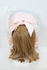 画像3: Triple fortune / ローズリボンハーフボンネット  サックスＸピンク I-26-08-17-126-EL-AC-SA-ZI (3)
