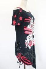 画像3: Deorart / プリントレイヤード風トップス M 黒×赤 I-26-08-20-030-PU-TO-TE-ZI (3)