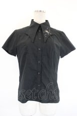 画像1: PEACE NOW / クロス刺繍半袖ブラウス M 黒 I-26-08-20-034-PU-BL-TE-ZI (1)