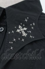 画像4: PEACE NOW / クロス刺繍半袖ブラウス M 黒 I-26-08-20-034-PU-BL-TE-ZI (4)