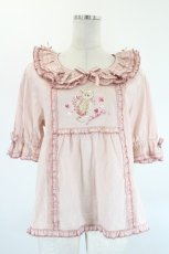 画像1: PINK HOUSE / テディローズ刺繍使いブラウス  ピンク I-26-08-20-042-LO-BL-TE-ZI (1)