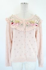 画像1: PINK HOUSE / テディ＆ローズモチーフヨークニットカーディガン  ピンク I-26-08-20-043-LO-TO-TE-ZI (1)