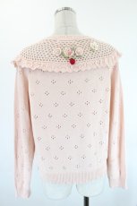 画像2: PINK HOUSE / テディ＆ローズモチーフヨークニットカーディガン  ピンク I-26-08-20-043-LO-TO-TE-ZI (2)