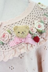画像4: PINK HOUSE / テディ＆ローズモチーフヨークニットカーディガン  ピンク I-26-08-20-043-LO-TO-TE-ZI (4)
