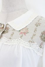 画像4: Ank Rouge / ストライプ柄切替ブラウス  白Ｘブラウン I-26-08-20-006-CA-BL-SA-ZI (4)