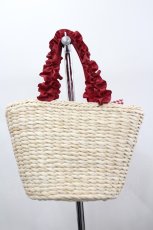 画像2: Maison de FLEUR / リボンメイズフリルハンドルカゴバッグ  赤 I-26-08-20-110-LO-BG-TE-ZI (2)