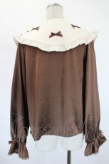 画像2: axes femme kawaii / プチリボン配色ブラウス M モカ I-26-08-20-017-AX-BL-TE-ZI (2)